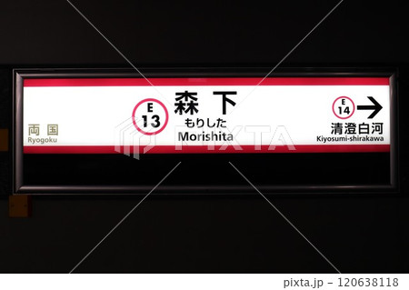 森下駅(大江戸線)駅名標 森下駅(大江戸線)駅名標 120638118