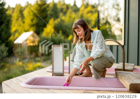Preparing an Outdoor Spa Experience Preparing an Outdoor Spa Experience 120638229