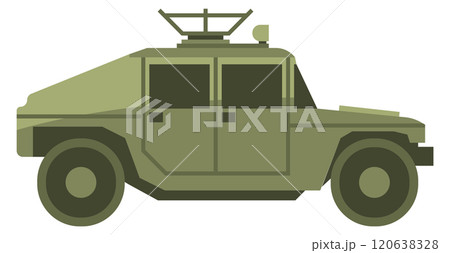 A green military vehicle with a large gun on topのイラスト素材 [120638328] - PIXTA