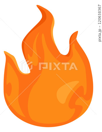 A cartoonish orange flame with a yellow base 120638367