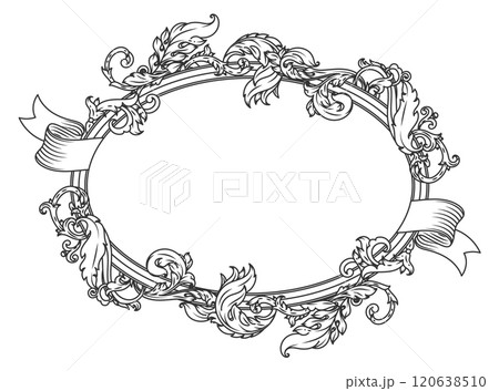A white frame with a ribbon and leaves A white frame with a ribbon and leaves 120638510