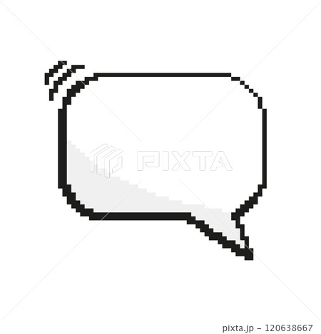 Speech Bubble Cloud. Empty Pixel Speech Bubble Message Dialogue for Text. Texting Dialogue Box Icon. Pixelated Blank Dialogue. 8 Bit Retro Style. Isolated Vector Illustration 120638667