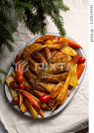 Baked chicken fillet on the bone, an alternative to holiday turkey for the holidays 120639445