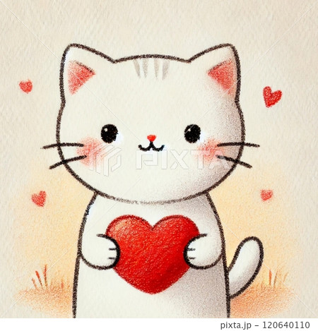 ハートを持った白猫 120640110