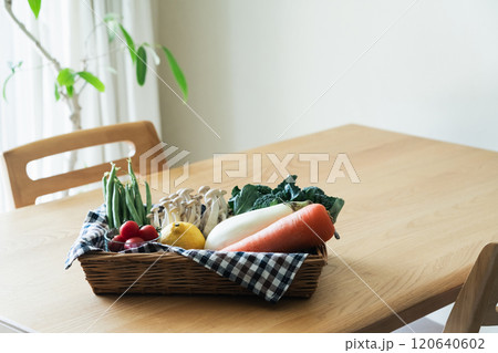 カゴに入った野菜 120640602