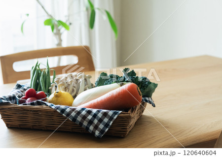 カゴに入った野菜 120640604