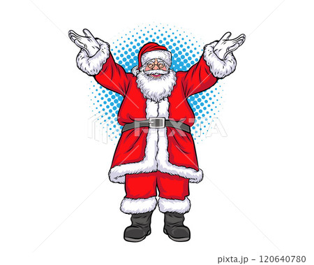 merry christmas santa and snowman reindeer elf in pop art comic style 120640780
