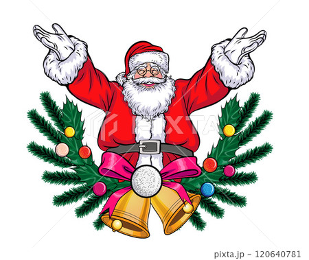 merry christmas santa and snowman reindeer elf in pop art comic style 120640781
