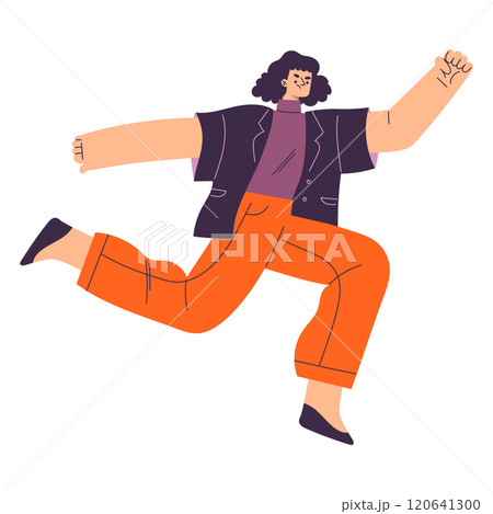 Rivalry and Fierce Competition with Woman Character Moving Fast to Aim Vector Illustration 120641300