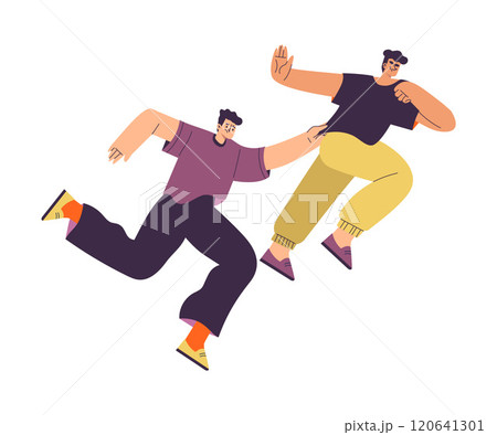 Rivalry and Fierce Competition with Man Character Moving Fast to Aim Vector Illustration 120641301