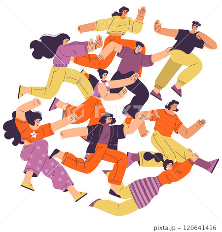 Rivalry and Fierce Competition with Man and Woman Moving Fast to Aim Vector Illustration 120641416