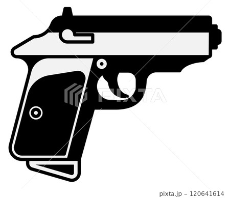 A black and white gun with a silver trigger A black and white gun with a silver trigger 120641614