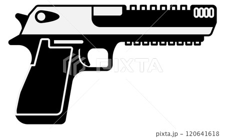 A black and white image of a gun A black and white image of a gun 120641618