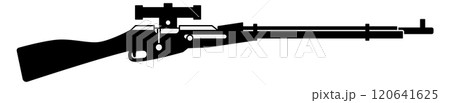 A black gun with a scope on it 120641625