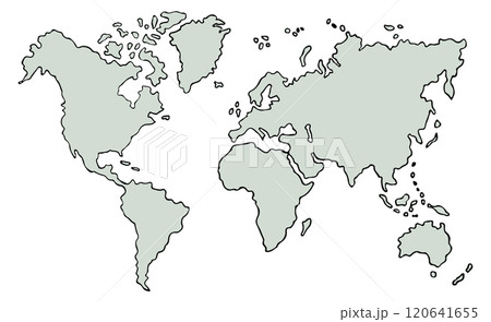 A white background with a gray outline of the world 120641655
