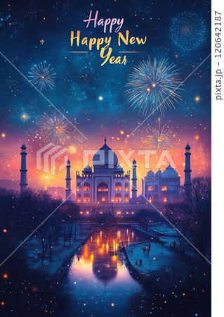 世界のランドマークと花火で祝うハッピーニューイヤー 世界のランドマークと花火で祝うハッピーニューイヤー 120642187