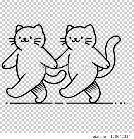 兩隻貓走路 120642334