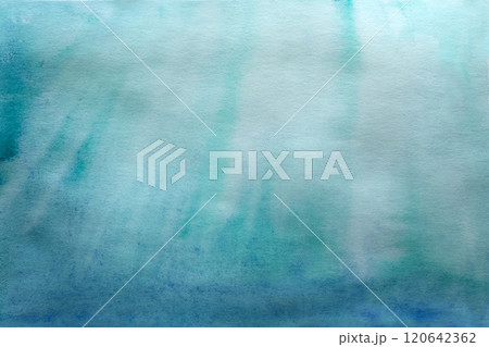 Underwater sea , sunlight in ocean, watercolor blue transparent background. Hand drawn illustration isolated on background. For designers, postcards, greetings, birthday, calendar, wallpapers 120642362