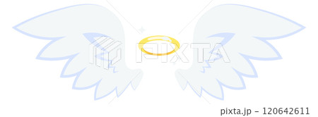 A pair of angel wings with a golden circle in the center 120642611
