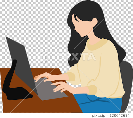 一名婦女在電腦上做副業的插圖 一名婦女在電腦上做副業的插圖 120642654