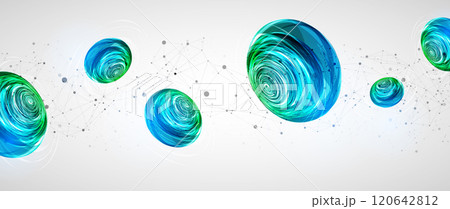 Abstract sci-fi vector background with plexus effect and swirl shapes. Hand drawn. Abstract sci-fi vector background with plexus effect and swirl shapes. Hand drawn. 120642812