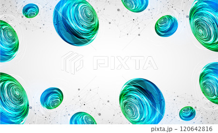 Abstract sci-fi vector background with plexus effect and swirl shapes. Hand drawn. Abstract sci-fi vector background with plexus effect and swirl shapes. Hand drawn. 120642816
