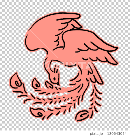 シンプルでかわいい朱雀のイラスト 120643054