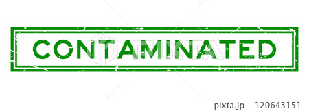 Grunge green contaminated word square rubber stamp in white background 120643151