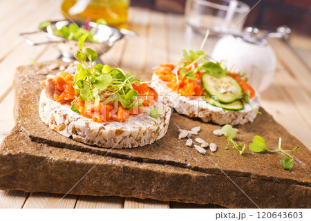Fresh sandwiches with smoked salmon Fresh sandwiches with smoked salmon 120643603