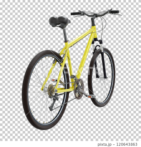 Yellow bicycle, top back view isolated on white background, 3D illustration 120643863