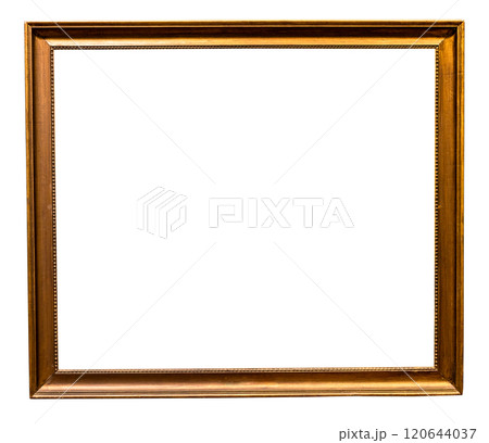 vintage golden wooden painting frame isolated 120644037