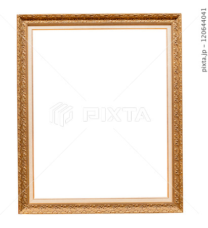 old carved golden wooden painting frame isolated 120644041