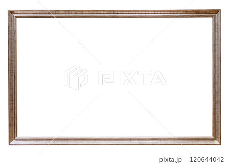 narrow silver wooden painting frame isolated 120644042