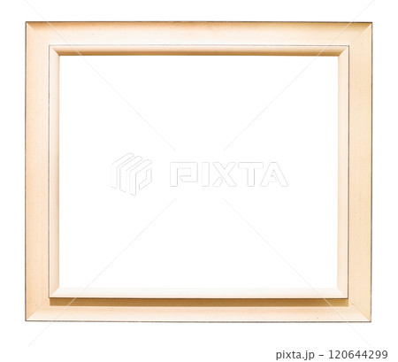 ivory white wide wooden painting frame isolated 120644299