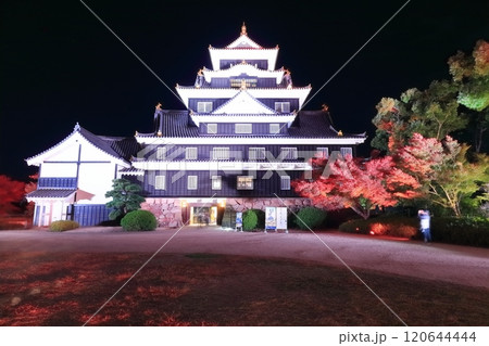 【岡山県】紅葉した岡山城の夜景とライトアップ(令和の大改修後) 【岡山県】紅葉した岡山城の夜景とライトアップ(令和の大改修後) 120644444