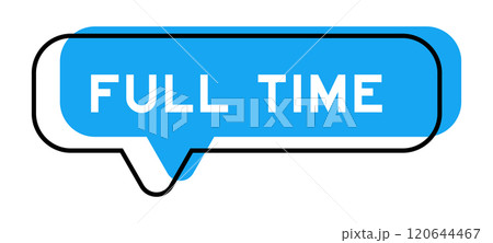 Speech banner and blue shade with word full time on white background 120644467