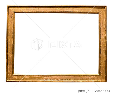 used golden wooden painting frame isolated 120644573
