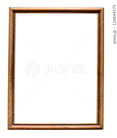 old narrow wooden painting frame isolated 120644575