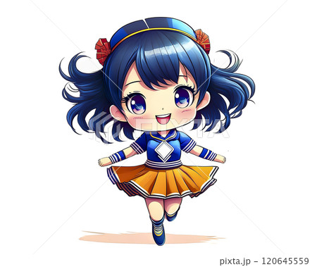 ちびキャラ　チアリーダーの衣装を着た少女のイメージ素材 120645559