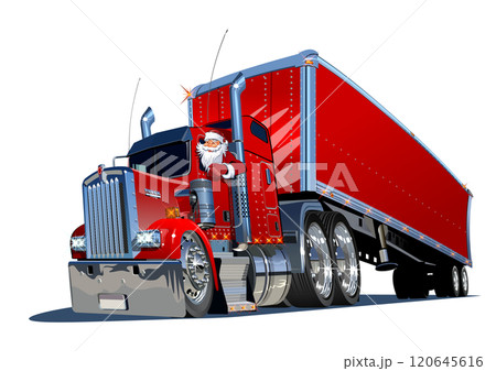 Vector Cartoon Christmas truck Vector Cartoon Christmas truck 120645616