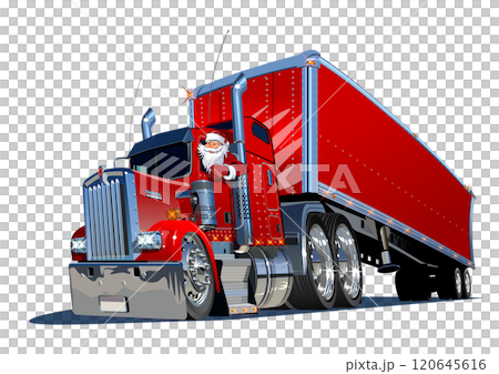 Vector Cartoon Christmas truck Vector Cartoon Christmas truck 120645616