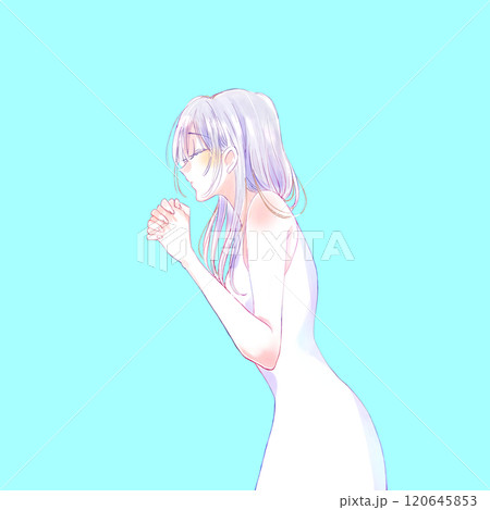 祈る女性 銀髪 祈る女性 銀髪 120645853