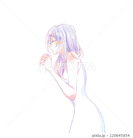 祈る女性　銀髪 120645854