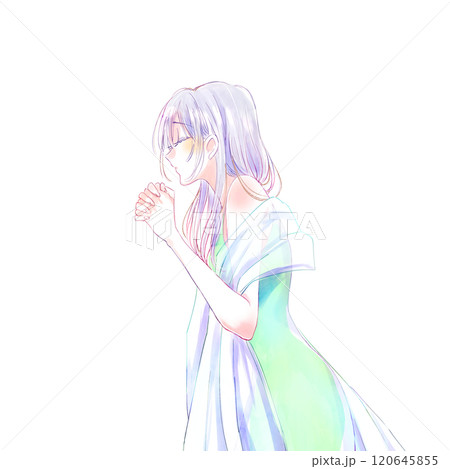 祈る女性　銀髪 120645855