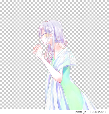 祈る女性　銀髪 120645855