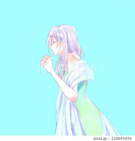 祈る女性　銀髪 120645856