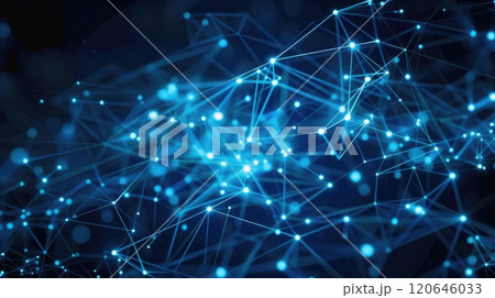 Dark backdrop with bright blue lines and nodes on an abstract cybersecurity map of interconnected data points. Cybersecurity map Dark backdrop with bright blue lines and nodes on an abstract cybersecurity map of interconnected data points. Cybersecurity map 120646033