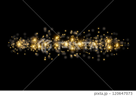 Sparkle Effect.Festive abstract christmas texture, golden bokeh particles and highlights on dark background. High quality photo 120647073