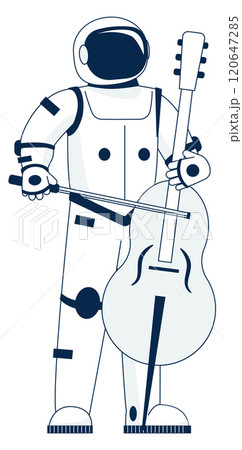 A man in a spacesuit is playing a cello 120647285