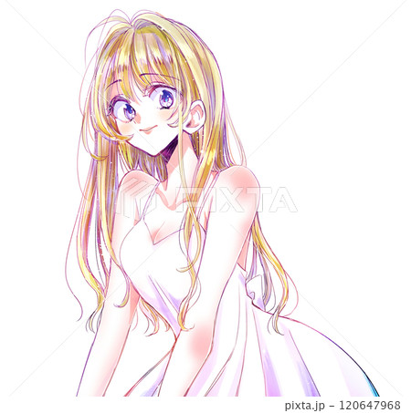 金髪ロングヘアのセクシーな女性 笑顔 金髪ロングヘアのセクシーな女性 笑顔 120647968